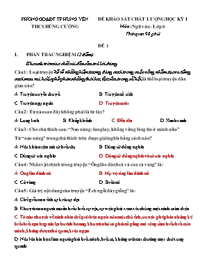Đề khảo sát chất lượng học kỳ I môn Ngữ văn Lớp 6 - Đề 1 - Trường THCS Hùng Cường (Có đáp án)